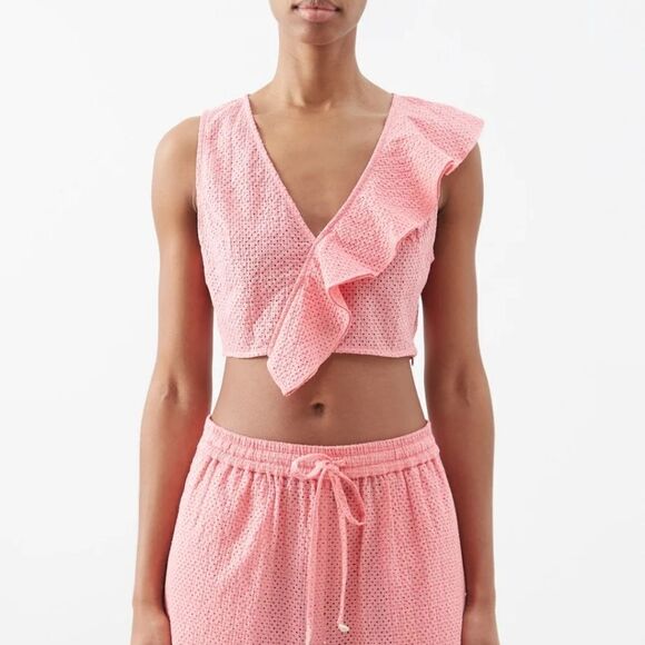 Marysia Seahaven ruffled cotton cropped top - Picture 1 of 8
